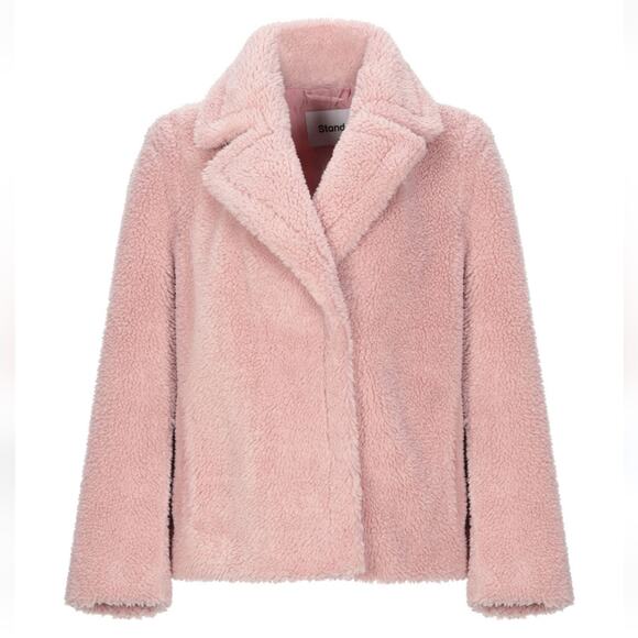 Stand Studio Donna Rosa Teddy Coat Blush Pink XXS 34 00 - Picture 1 of 9